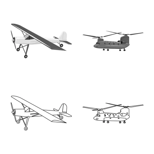 Vektorová design ikony letadlo a dopravy. Kolekce letadla a obloha vektorové ikony pro stock. — Stockový vektor