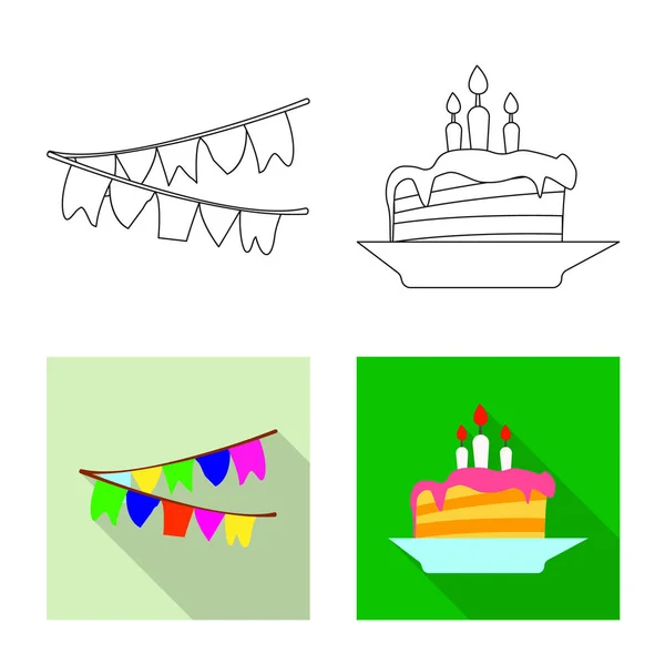 Objeto aislado de fiesta e icono de cumpleaños. Colección de fiesta y celebración vector de stock ilustración . — Vector de stock