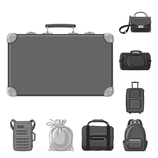 Vector illustration of suitcase and baggage sign. Set of suitcase and journey vector icon for stock. — Stock Vector