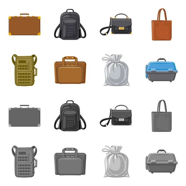 Diseño vectorial del logotipo de maleta y equipaje. Conjunto de maleta e icono de vector de viaje para stock . — Vector de stock