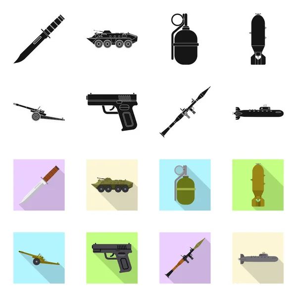 Ilustración vectorial del arma y el icono del arma. Colección de armas y ejército icono vectorial para stock . — Vector de stock