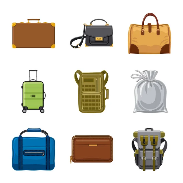 Objet isolé de la valise et du symbole de bagage. Ensemble de valise et symbole de stock de voyage pour le web . — Image vectorielle