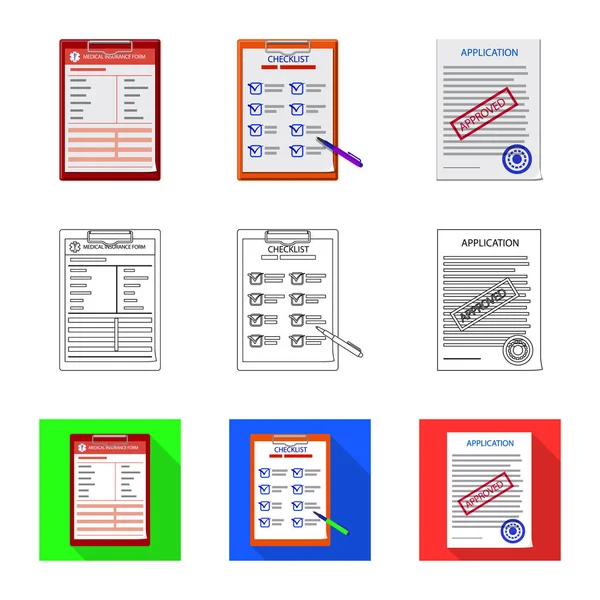 Diseño vectorial de forma e icono del documento. Colección de forma y marca símbolo de stock para web . — Archivo Imágenes Vectoriales