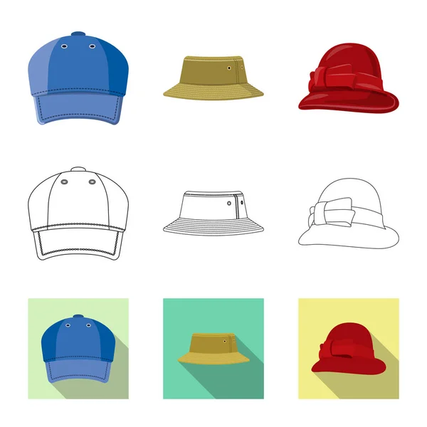 Objetos isolados de chapéus e chapéus. Conjunto de chapéus e acessórios símbolo de estoque para web . — Vetor de Stock