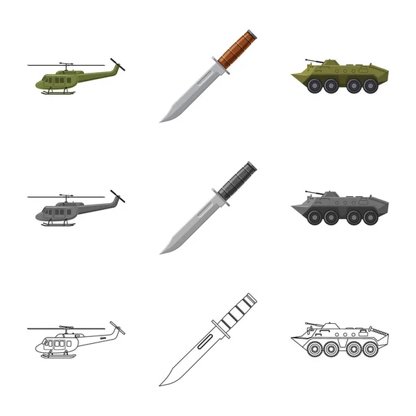 Изолированный предмет оружия и знак оружия. Коллекция оружия и армейского инвентаря . — стоковый вектор