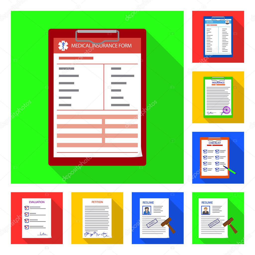 Vector design of form and document logo. Set of form and mark stock vector illustration.