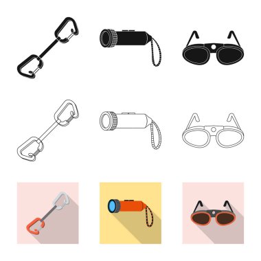 Dağcılık ve tepe logo vektör çizimi. Dağcılık ve kamp stok vektör çizim.