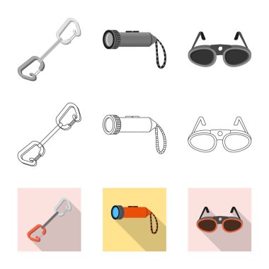 Dağcılık ve tepe simge vektör çizimi. Kamp ve dağcılık Topluluğu web için hisse senedi simgesi.