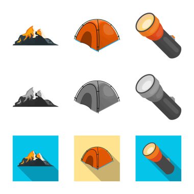 Dağcılık ve tepe logo vektör tasarımı. Dağcılık ve kamp stok vektör çizim.