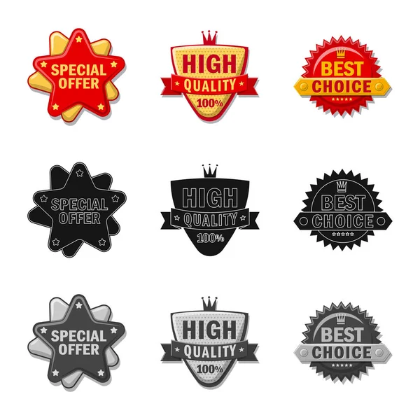 Vector illustration of emblem and badge sign. Collection of emblem and sticker stock vector illustration. — Stock Vector