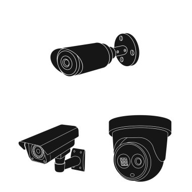 Cctv kamera simgesi vektör Illustration. Hisse senedi için cctv ve sistem vektör simge kümesi.