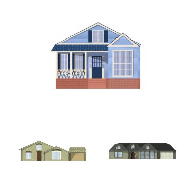 Binanın yalıtılmış nesne ve ön işareti. Bina ve çatı hisse senedi vektör çizim.