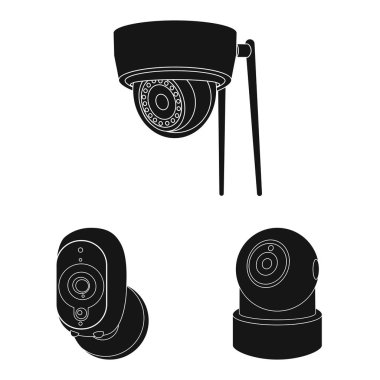 Cctv ve kamera işareti vektör Illustration. Web için cctv ve sistem hisse senedi simgesi kümesi.
