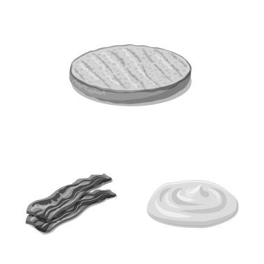 Burger ve sandviç simgesi yalıtılmış nesne. Burger kümesi ve hisse senedi için dilim vektör simgesi.