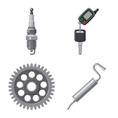Otomatik ve bölümü simge vektör Illustration. Oto, araba hisse senedi simgesi için web topluluğu.