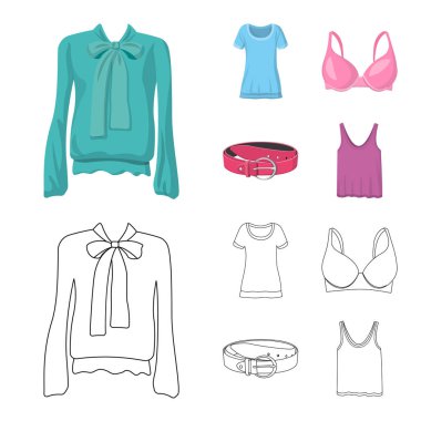 Kadın ve giyim işareti vektör tasarımı. Kadın ve giyim hisse senedi simgesi için web topluluğu.