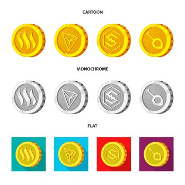 Cryptocurrency ve para logo vektör tasarımı. Cryptocurrency ve web için kripto hisse senedi simgesi.