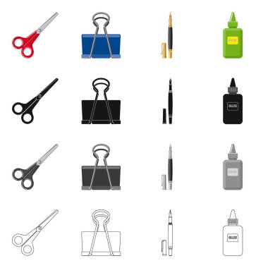 Ofis ve tedarik simge vektör Illustration. Ofis ve okul hisse senedi simgesi web için kümesi.