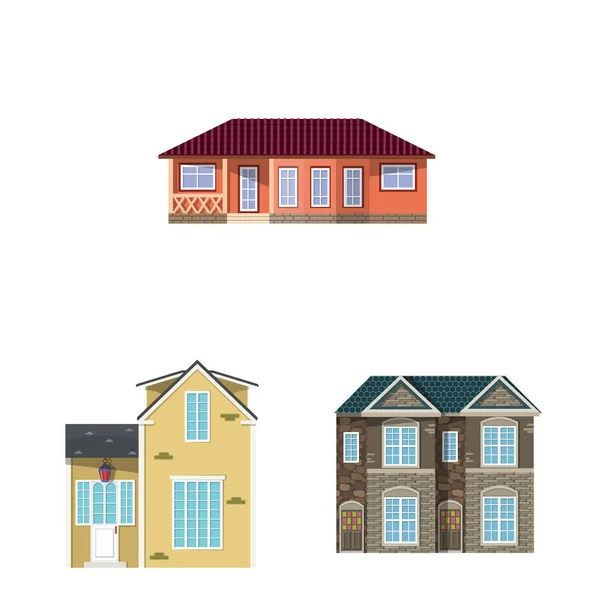 Izolovaný objekt budovy a přední ikonu. Kolekce ze stavebních a střecha burzovní symbol pro web. — Stockový vektor
