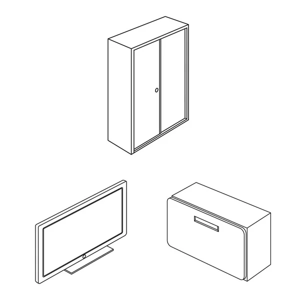Objeto isolado do símbolo do quarto e do quarto. Conjunto de quarto e mobiliário símbolo de estoque para web . — Vetor de Stock