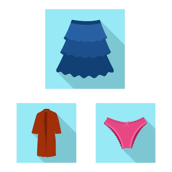 Elkülönített objektum a nő és a ruházati szimbólum. A nő, és viselje, vektor stock illusztráció. — Stock Vector