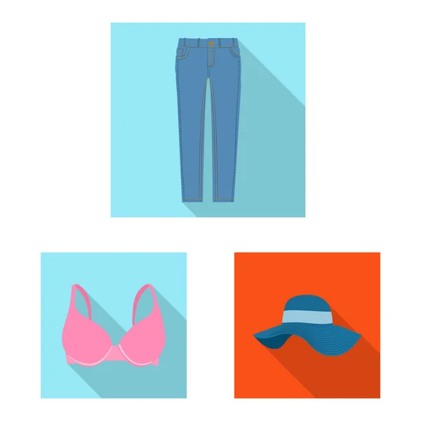Diseño vectorial de mujer y símbolo de la ropa. Colección de mujer y desgaste símbolo de stock para la web . — Vector de stock