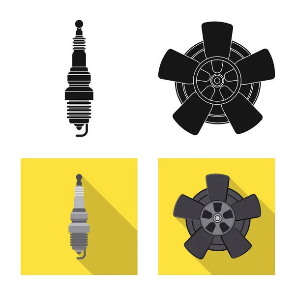 Vektordesign des Auto- und Bauteilsymbols. Set von Auto-und Auto-Lager Vektor Illustration. — Stockvektor