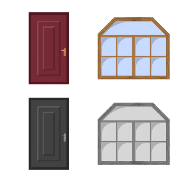 Objeto aislado de puerta y letrero delantero. Colección de ilustración de vectores de puerta y madera . — Vector de stock