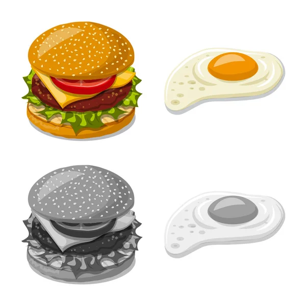 Diseño vectorial de hamburguesa y símbolo sándwich. Conjunto de hamburguesa y rebanada vector de ilustración . — Archivo Imágenes Vectoriales