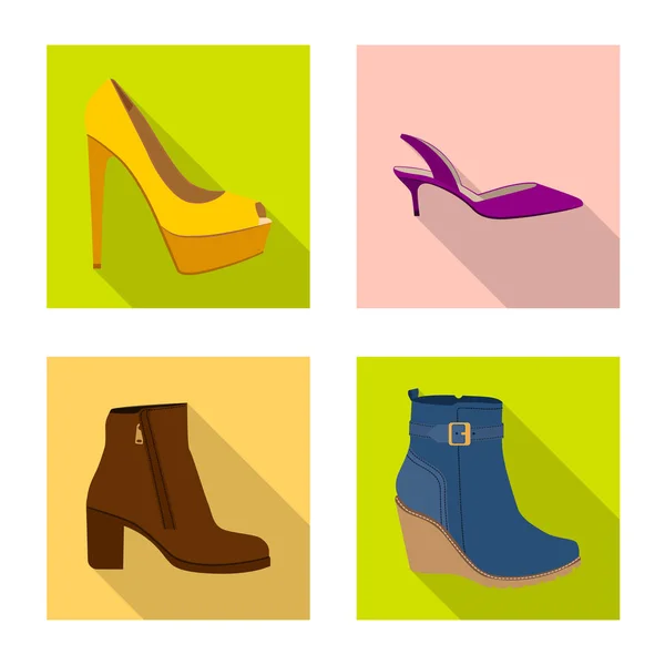 Vector design of footwear and woman icon. Set of footwear and foot stock symbol for web. — Stock Vector