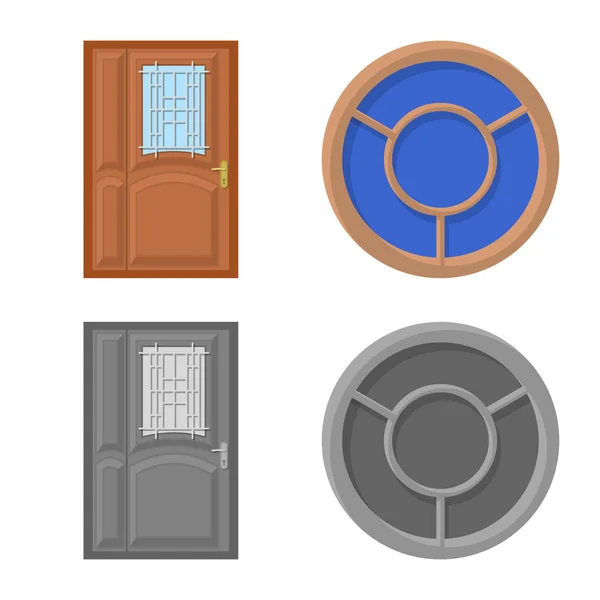 Vektor-Design von Tür und Front-Symbol. Sammlung von Tür- und Holzvektorsymbolen für den Vorrat. — Stockvektor