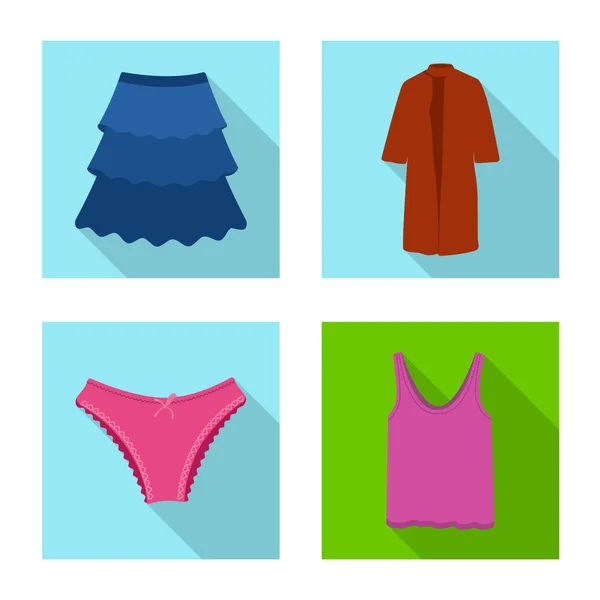 Objeto aislado de la mujer y el icono de la ropa. Colección de la mujer y el desgaste vector de stock ilustración . — Vector de stock