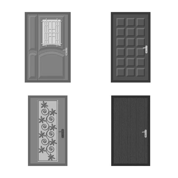 Vektor-Design von Tür und Front-Symbol. Sammlung von Tür- und Holzstock-Vektorillustrationen. — Stockvektor