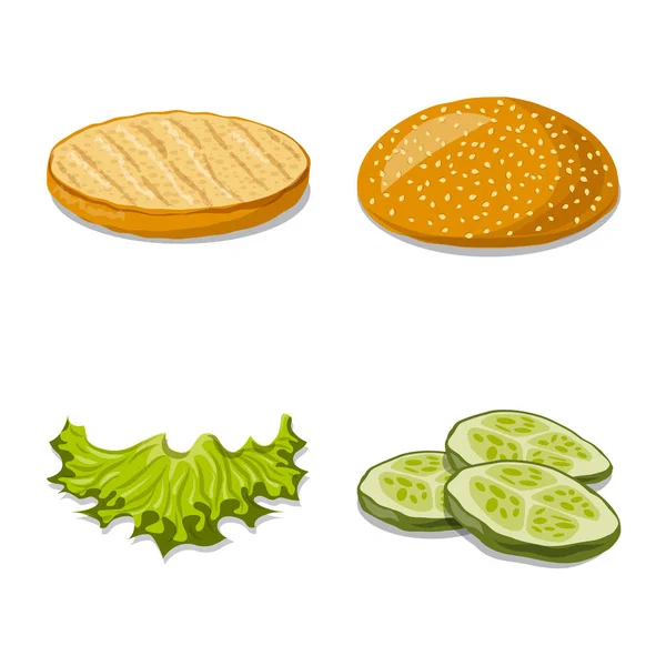 Ilustracja wektorowa logo burger i kanapkami. Kolekcja burger i plasterek Stockowa ilustracja wektorowa. — Wektor stockowy