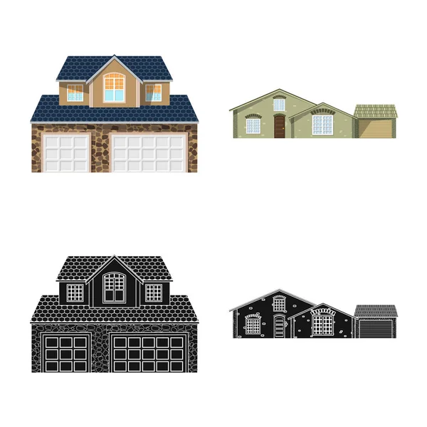 Векторное проектирование иконки здания и фасада. Коллекция векторной иконки здания и крыши для склада . — стоковый вектор