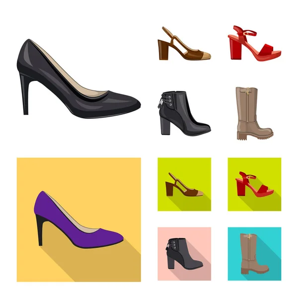 Illustration vectorielle des chaussures et du symbole féminin. Collection de chaussures et pied stock symbole pour la toile . — Image vectorielle