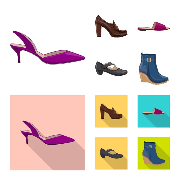 Objeto isolado de calçado e sinal de mulher. Conjunto de calçado e símbolo de estoque de pé de web . — Vetor de Stock