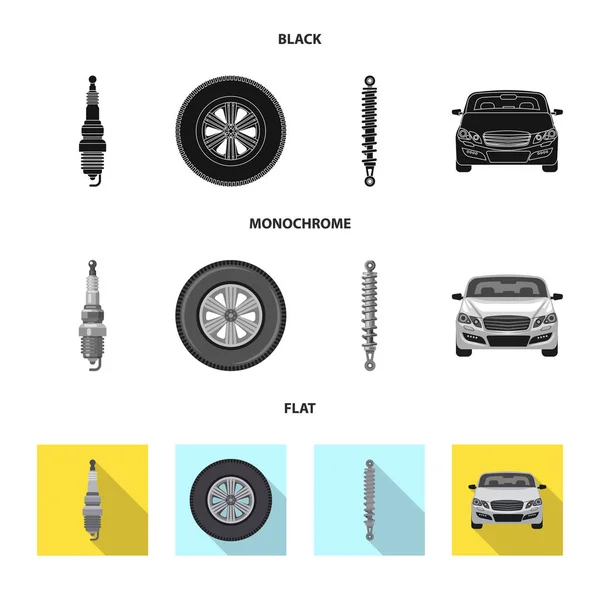 Vectorillustratie van auto en deel logo. Set van auto en auto voorraad vectorillustratie. — Stockvector