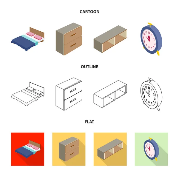 Objeto isolado de quarto e sinal de quarto. Conjunto de quarto e mobiliário estoque vetor ilustração . — Vetor de Stock