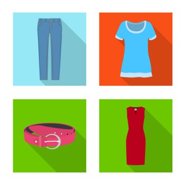 Kadın ve giyim logo vektör tasarımı. Kadın ayarla ve vektör simge stok giyim.