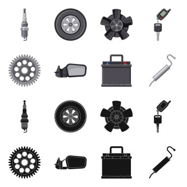 Otomatik ve bölümü simge vektör tasarımı. Hisse senedi için oto, araba vektör simge kümesi.