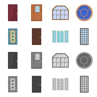 Kapı ve ön simge vektör Illustration. Kapı ve ahşap vektör simgesini hissenin koleksiyonu.