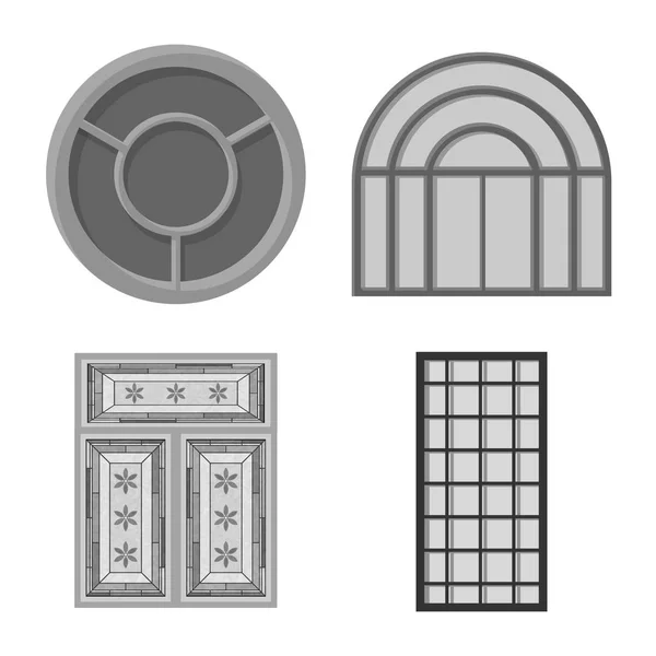 Isoliertes Objekt der Tür und des vorderen Symbols. Sammlung von Tür- und Holzstocksymbolen für das Netz. — Stockvektor