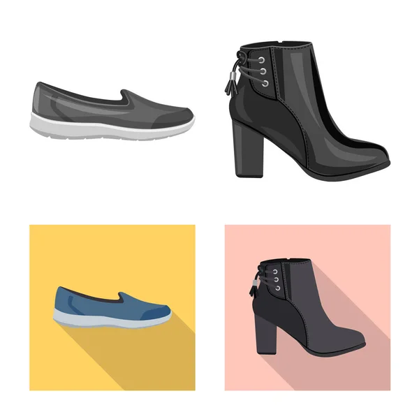 Vektorillustration von Schuhen und Frauenlogo. Kollektion von Schuhen und Fußstock-Vektorillustration. — Stockvektor