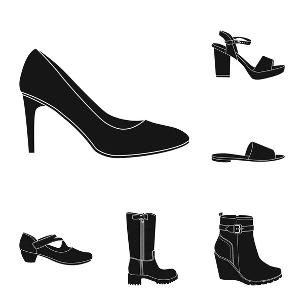 Illustration vectorielle de chaussures et icône femme. Collection de chaussures et pied stock symbole pour la toile . — Image vectorielle
