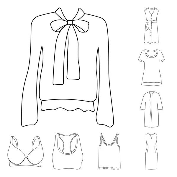 Design vettoriale di donna e segno di abbigliamento. Collezione di donna e usura stock vettoriale illustrazione . — Vettoriale Stock