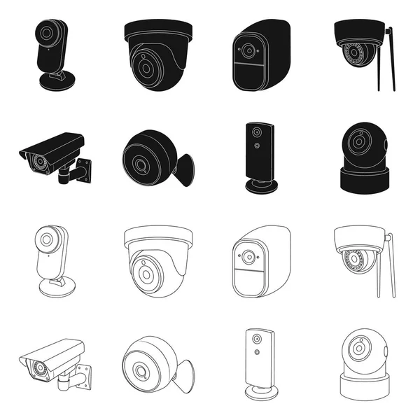 Vector design of cctv and camera logo. Set of cctv and system stock symbol for web. — Stock Vector