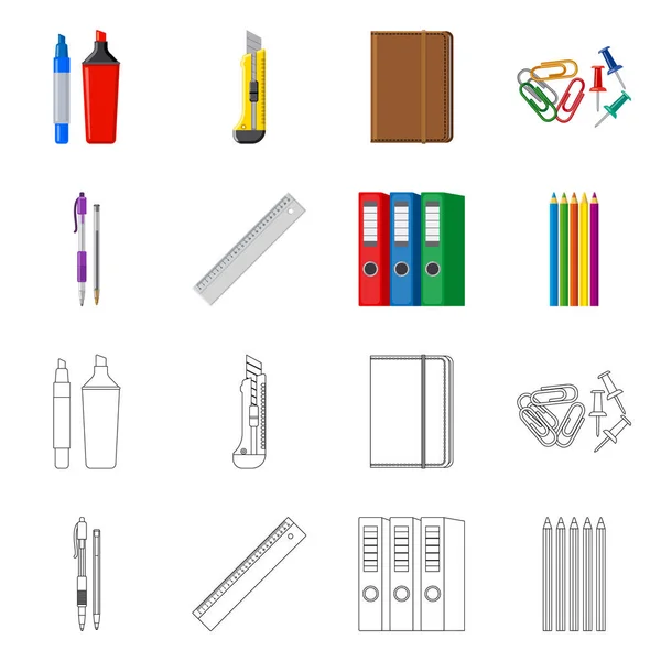 Isolated object of office and supply sign. Set of office and school vector icon for stock. — Stock Vector