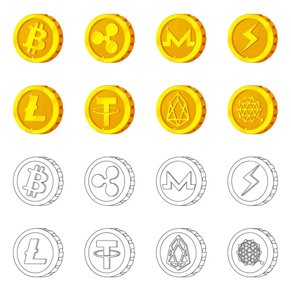 Na białym tle obiekt symbolu kryptowaluta i monet. Kolekcja kryptowaluta i crypto wektor ikona na magazynie. — Wektor stockowy