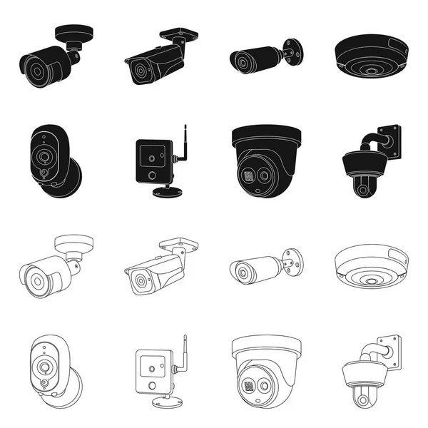 Objet isolé de cctv et signe de la caméra. Ensemble d'illustration vectorielle de stock cctv et système . — Image vectorielle